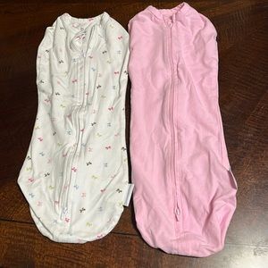 Like new SwaddleMe zip up newborn swaddle thin summer girls pink baby swaddle